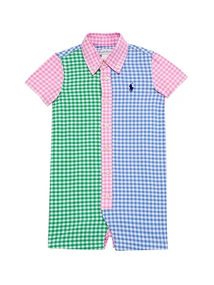 Baby Boy's Gingham Colorblock Romper