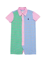 Baby Boy's Gingham Colorblock Romper