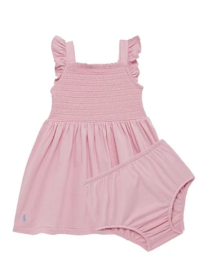 Baby Girl's 2-Piece Smocked Sleeveless Dress & Bloomers Set