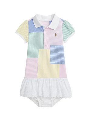 Baby Girl's Patchwork Polo Dress & Bloomers Set