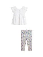 Baby Girl's Batiste Top & Floral Leggings Set