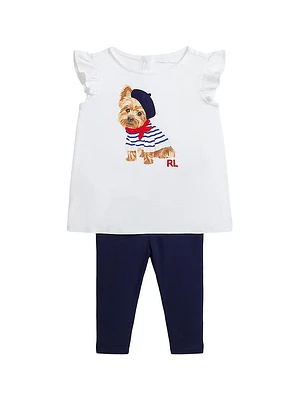 Baby Girl's Graphic Cotton T-Shirt & Leggings Set