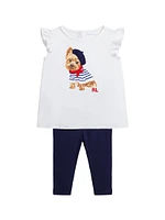 Baby Girl's Graphic Cotton T-Shirt & Leggings Set