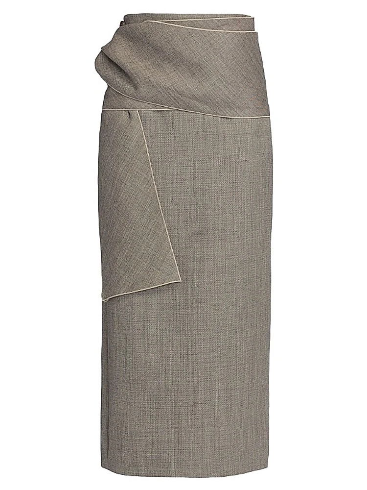 Laz Tie Wool Midi-Skirt