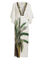 Topacio Palm Linen Maxi Dress