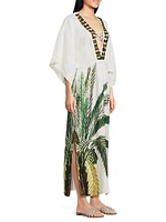 Topacio Palm Linen Maxi Dress