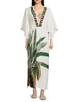 Topacio Palm Linen Maxi Dress