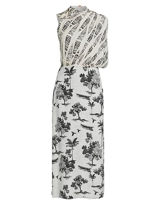 Gioconda Silk Tree Midi-Dress