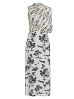 Gioconda Silk Tree Midi-Dress