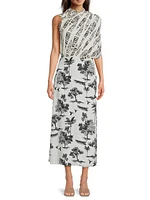 Gioconda Silk Tree Midi-Dress