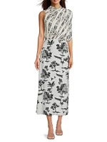 Gioconda Silk Tree Midi-Dress