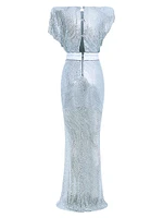 Jem Crystal-Embellished Mesh Gown