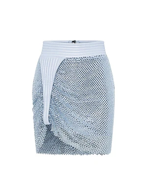 Glitter And Gold Crystal Mesh Miniskirt