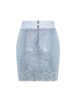 Glitter And Gold Crystal Mesh Miniskirt