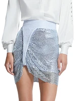 Glitter And Gold Crystal Mesh Miniskirt