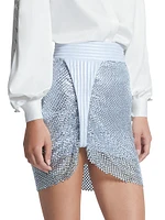 Glitter And Gold Crystal Mesh Miniskirt