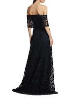 Deedie Lace Off-The-Shoulder Gown