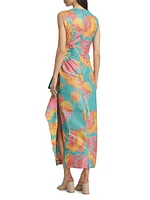 Julia Printed Draped Midi-Dress