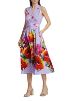 Margot Poplin Floral Midi-Dress