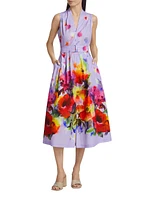 Margot Poplin Floral Midi-Dress