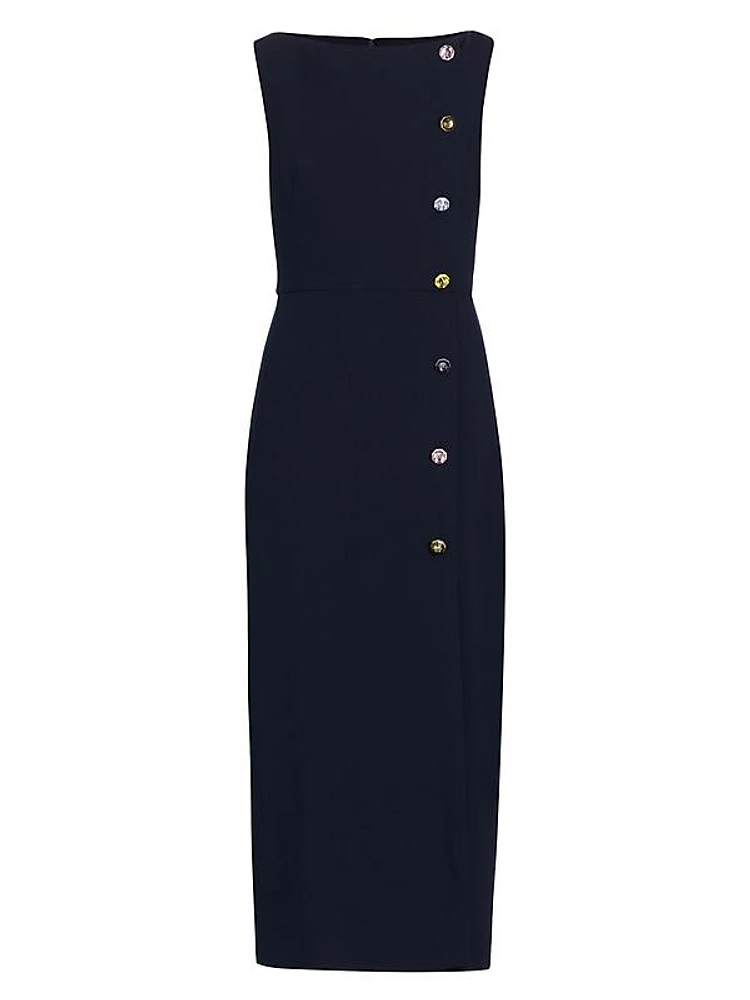 Jewel Boatneck Sheath Midi-Dress