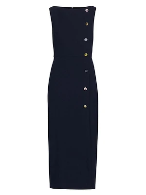 Jewel Boatneck Sheath Midi-Dress