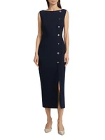 Jewel Boatneck Sheath Midi-Dress