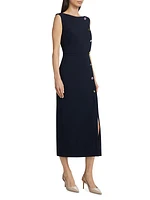 Jewel Boatneck Sheath Midi-Dress