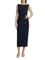 Jewel Boatneck Sheath Midi-Dress