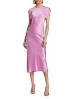 Adina Silk Cap-Sleeve Midi-Dress