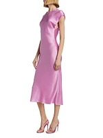 Adina Silk Cap-Sleeve Midi-Dress