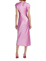 Adina Silk Cap-Sleeve Midi-Dress