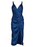 Carmel Silk Draped Midi-Dress