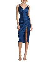 Carmel Silk Draped Midi-Dress