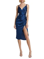 Carmel Silk Draped Midi-Dress