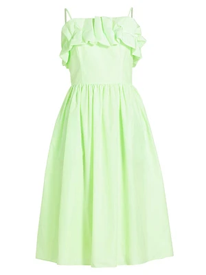 Annemarie Ruffled Fit-&-Flare Midi-Dress