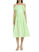 Annemarie Ruffled Fit-&-Flare Midi-Dress