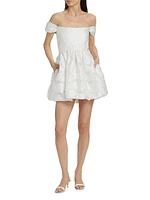 Valentina Floral Jacquard Off-The-Shoulder Minidress