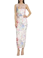 Lyle Floral Ruched Midi-Dress