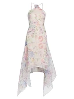 Natalie Floral Handkerchief-Hem Midi-Dress