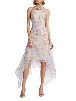 Natalie Floral Handkerchief-Hem Midi-Dress