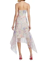 Natalie Floral Handkerchief-Hem Midi-Dress