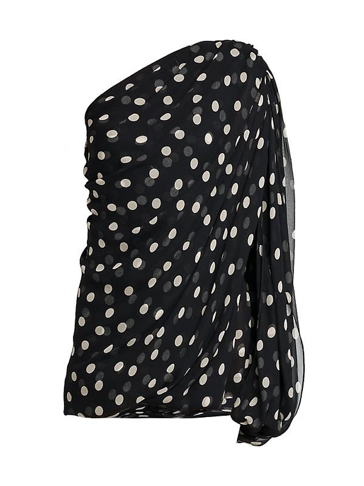 Silk Polka-Dot Minidress