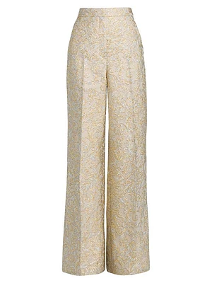 Brocade High-Rise Wide-Leg Pants