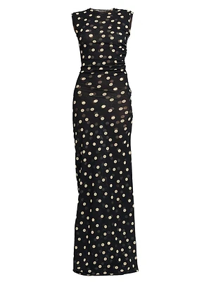 Polka-Dot Jersey Maxi Dress