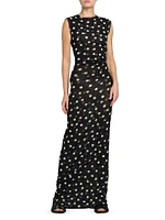 Polka-Dot Jersey Maxi Dress