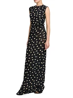 Polka-Dot Jersey Maxi Dress