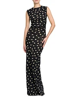 Polka-Dot Jersey Maxi Dress