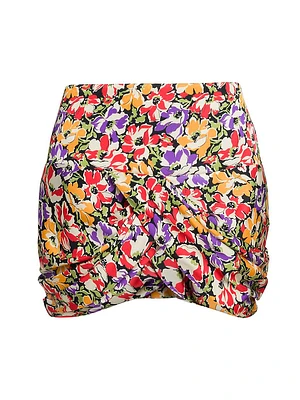 Ultra Draped Floral Miniskirt