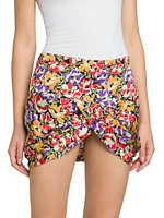 Ultra Draped Floral Miniskirt